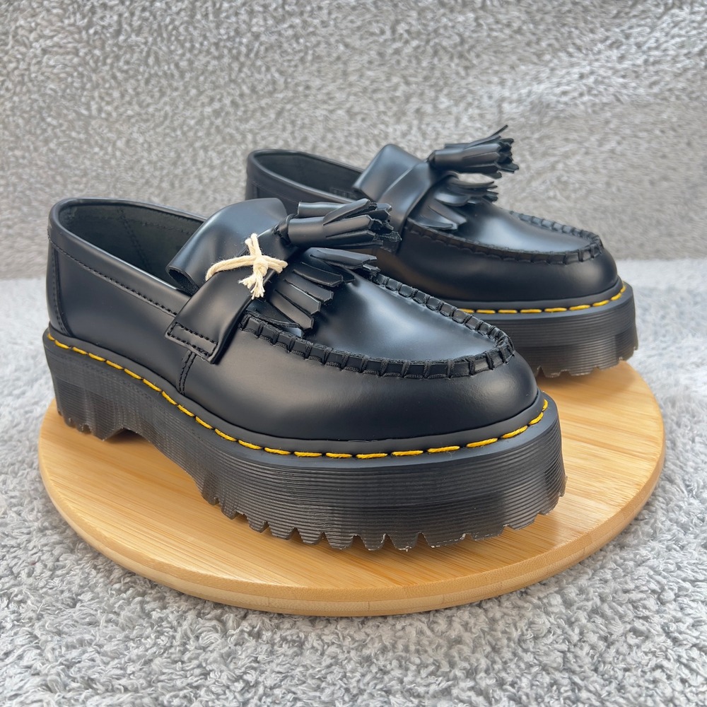 Dr Martens Platform Tassel Loafers Black Leather Chunky Womens 7 Goth Academia - Picture 9 of 11